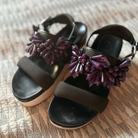 MARNI gem crystal scuba sporty color-blocked platform sandals 38 / 8 - Picture 2 of 6